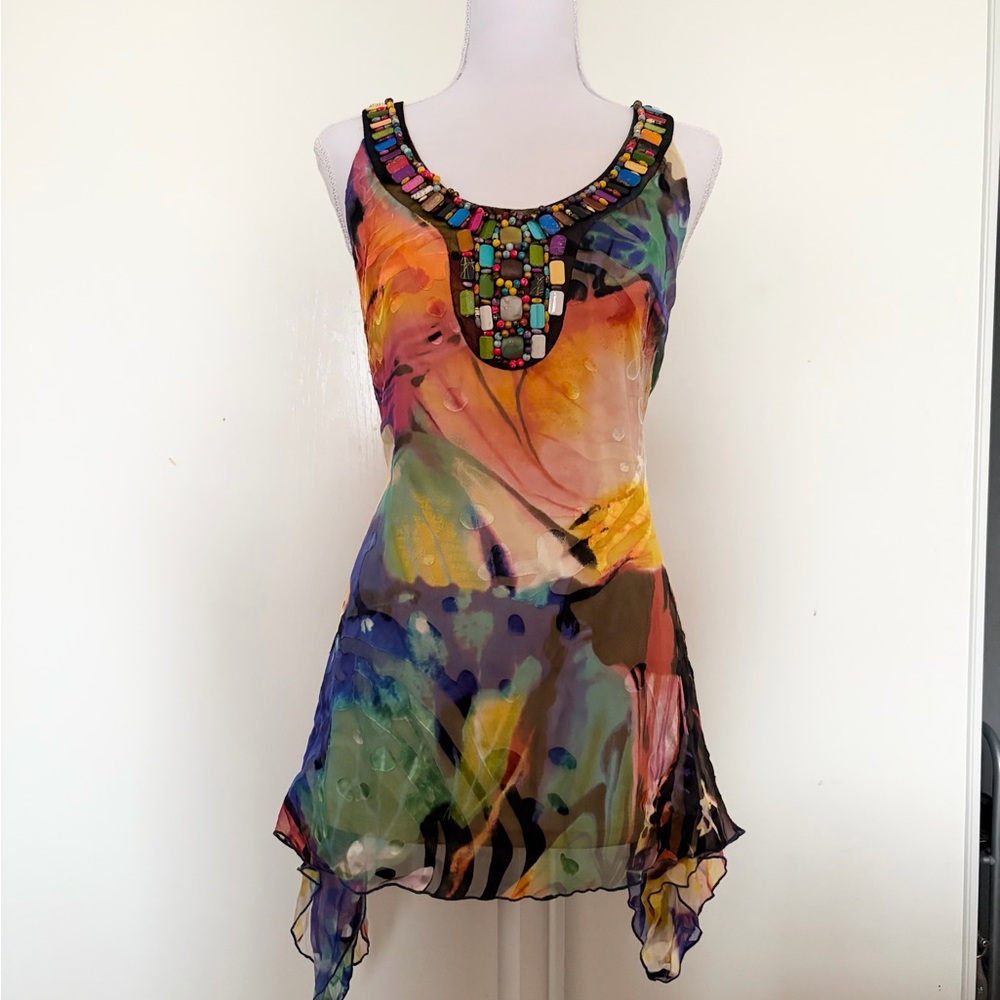 Beaded Multicolor Sleeveless Top